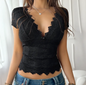Deep V Bow Embroidered Top