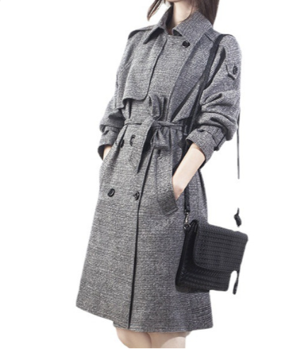 Plaid Mid-Length Coat and Trench Coat