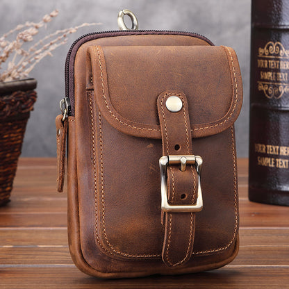 Vintage Leather Waist Bag for Men - Genuine Cowhide