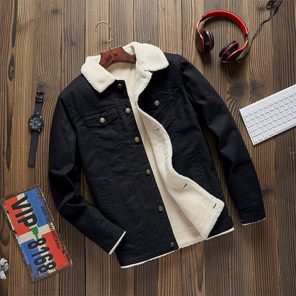 Men's Cargo Jacket in Lamb Wool and Fleece