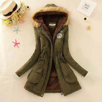 Thick Cotton Coat with Hood and Lamb Fleece Lining