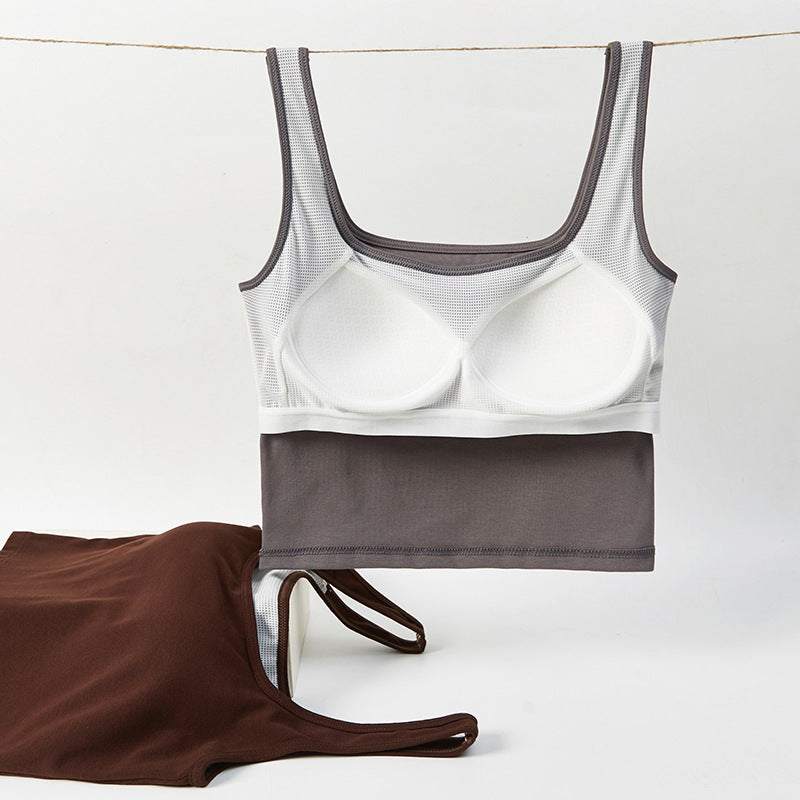 Cropped Sleeveless Top with Built-in Bra for Women