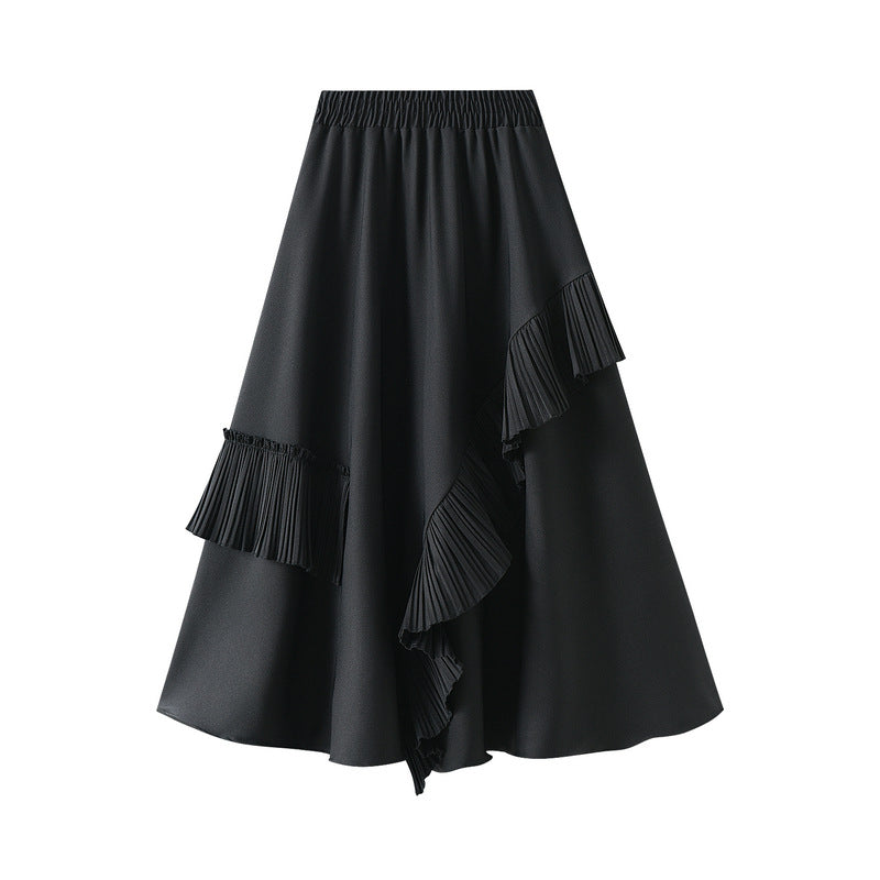 Mid-Length Slim A-Line Umbrella Skirt