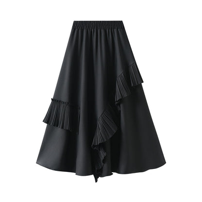 Mid-Length Slim A-Line Umbrella Skirt