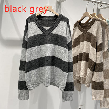 Vintage Striped Pullover Sweater for Women
