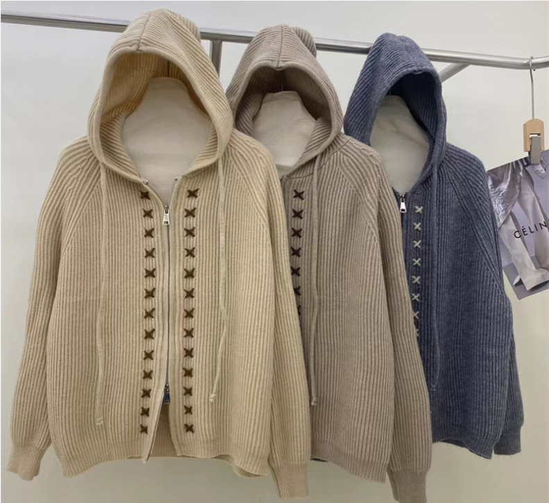 Hooded Tie Cardigan Sweater for Women