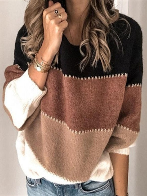 Fashionable Striped Knitted Sweater for Women