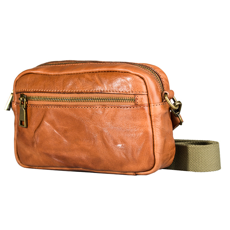 Handmade Genuine Leather Crossbody Bag for Young Men