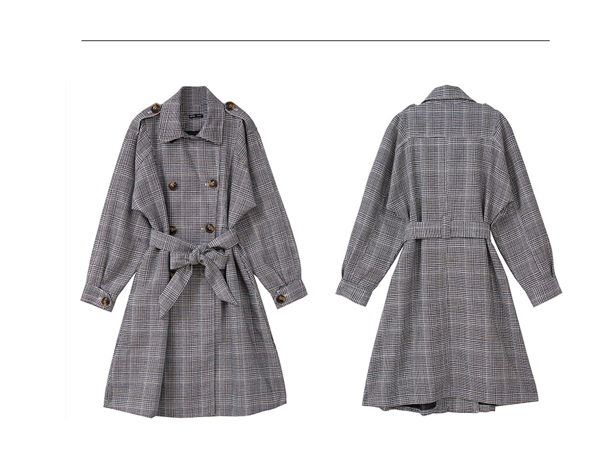 Plaid Mid-Length Coat and Trench Coat