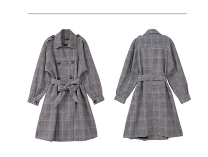 Plaid Mid-Length Coat and Trench Coat