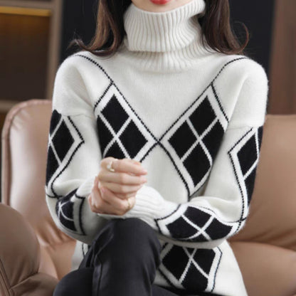 Warm Knitted Turtleneck Pullover Sweater for Women