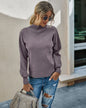 Solid Color Knitted Pullover Sweater for Women