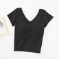 Crop Top with Built-in Bra and V-Neck Design for Women