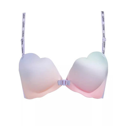 Seamless Push-Up Bra with Back Support and Color Block