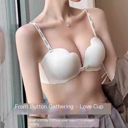 Seamless Push-Up Bra with Back Support and Color Block
