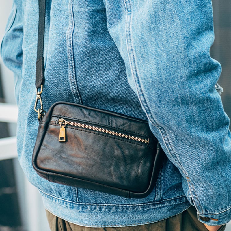 Handmade Genuine Leather Crossbody Bag for Young Men