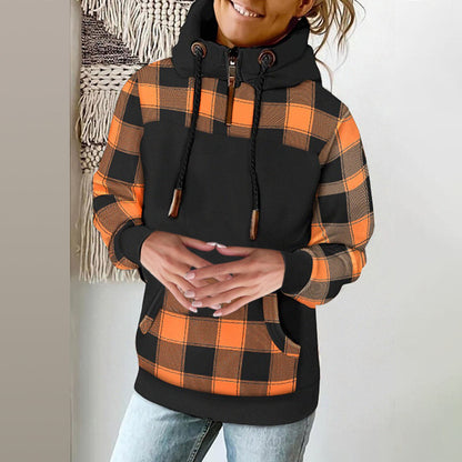 High Neck Printed Fleece Sweater for Women