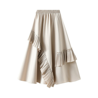 Mid-Length Slim A-Line Umbrella Skirt