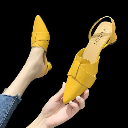 Stylish Chunky Heeled Pointed-Toe Women's Shoes