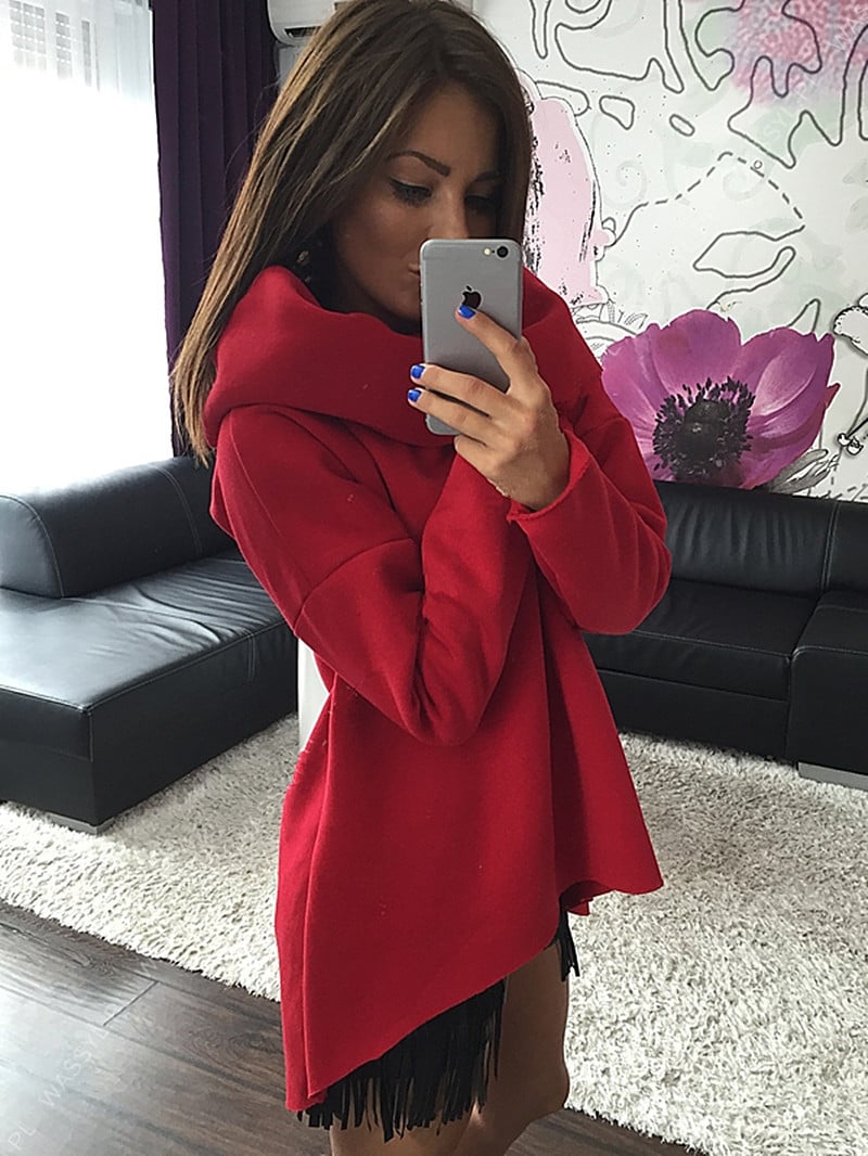 Irregular High Collar Sweater for Women