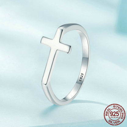 S925 Sterling Silver Minimalist Cross Ring