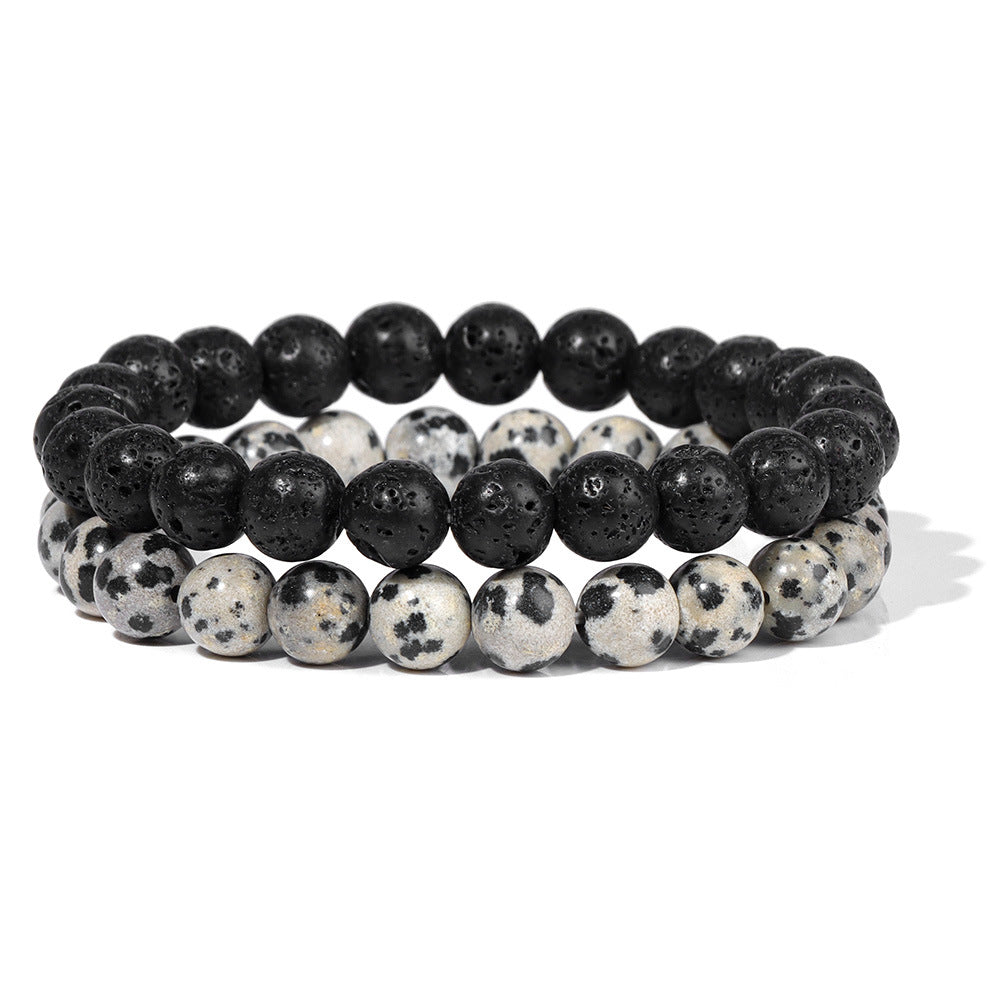Men's Retro 8mm Natural Stone Bead Bracelet