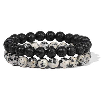 Men's Retro 8mm Natural Stone Bead Bracelet