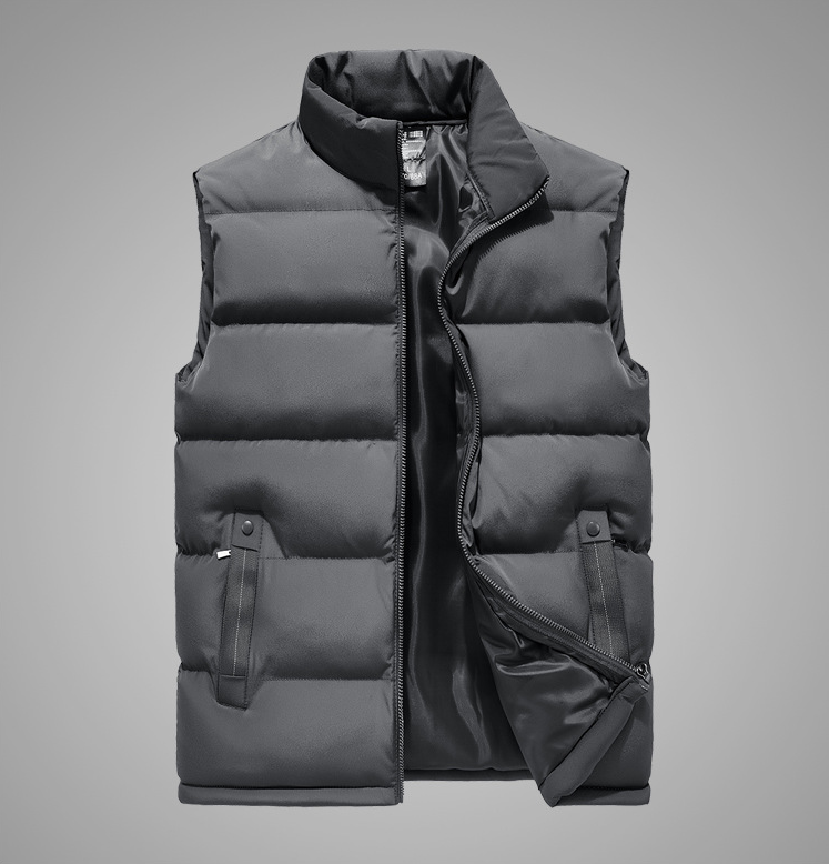 Men's Thick Warm Vest with Stand Collar for Fall/Winter