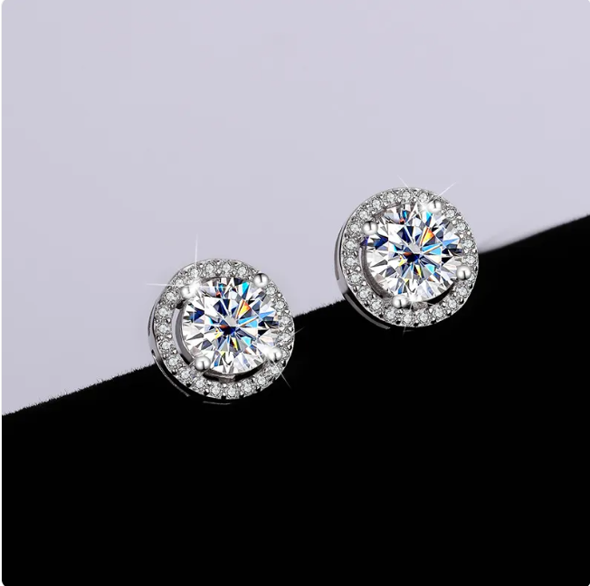 Moissanite Elegance S925 Sterling Silver Stud Earrings