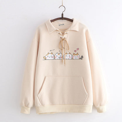 Plush Hooded Sweater for Women - Student Style