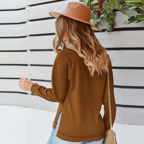 Solid Color Blouse and Sweater for Women