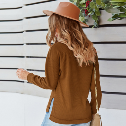 Solid Color Blouse and Sweater for Women