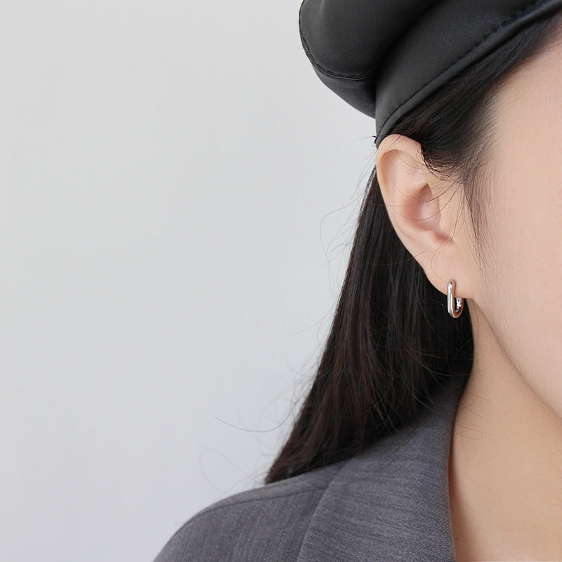 S925 Silver Vintage Geometric Oval Earrings