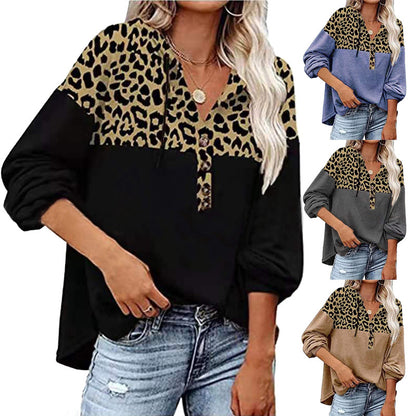 Leopard Print Hooded Casual Sweater for Women