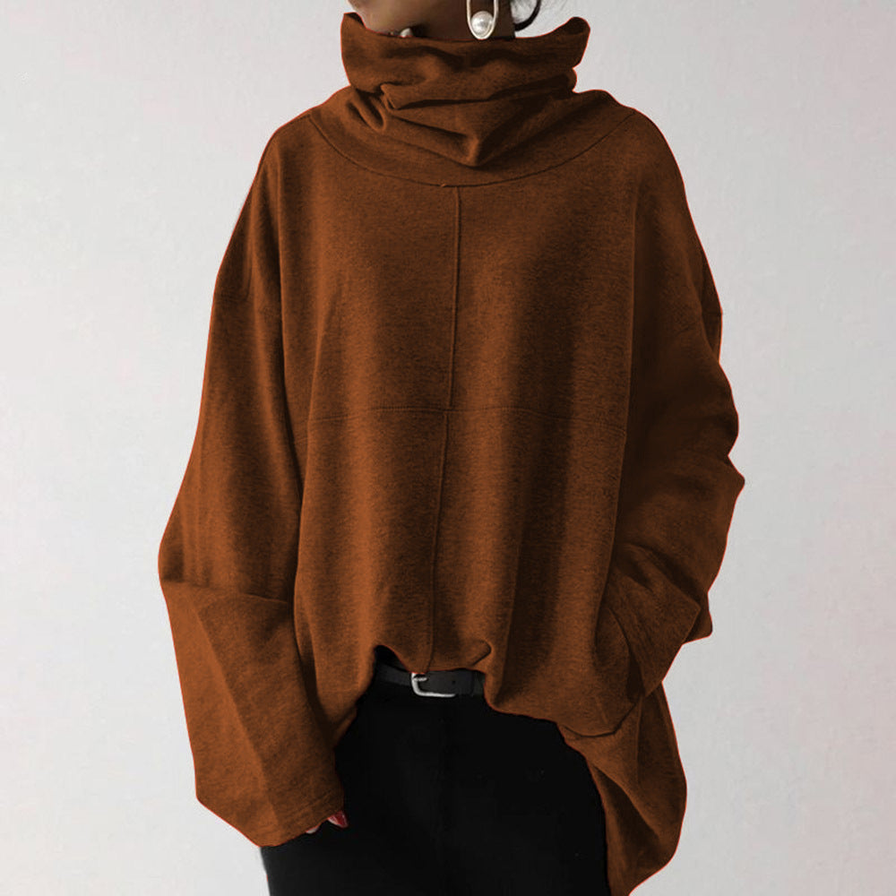 Loose High Neck Pullover Sweater for Women