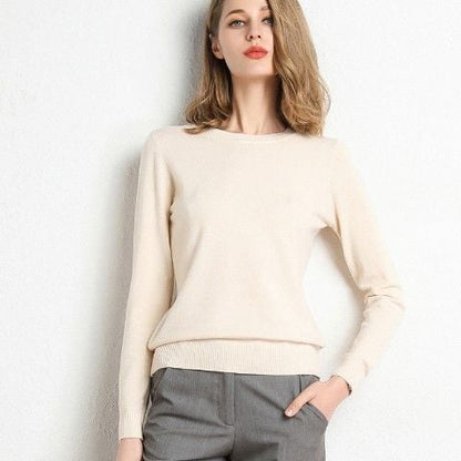 Women's Knitted Round Neck Sweater Top