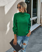Solid Color Knitted Pullover Sweater for Women