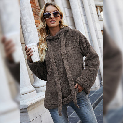 Double-Faced Fleece Hooded Sweater for Women