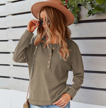 Solid Color Blouse and Sweater for Women