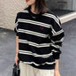 American Retro Striped Sweater for Women