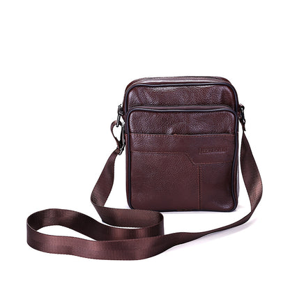 Leather Embossed Zipper Shoulder Satchel Bag for Men