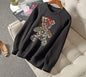 Embroidered Bear Space Cotton Sweater for Women