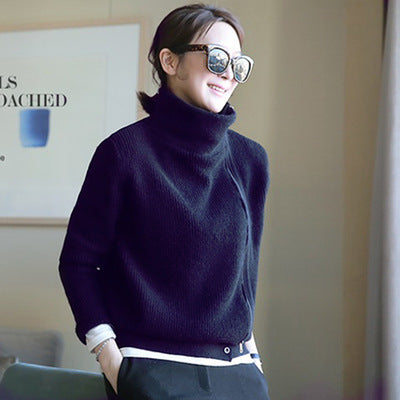 Thick Knit Cardigan with Zipper and Long Sleeves