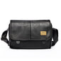 Retro Black Leather Satchel for Men - Casual Shoulder Bag