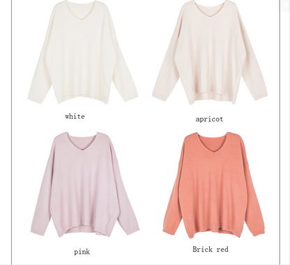 V-Neck Knit Sweater for Women