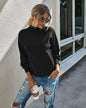 Solid Color Knitted Pullover Sweater for Women