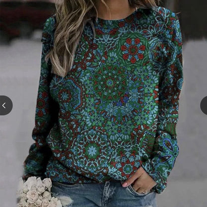 Printed Long Sleeve Sweater for Women