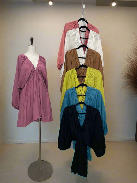 PLUNGE NECK MINI BOHO DRESS