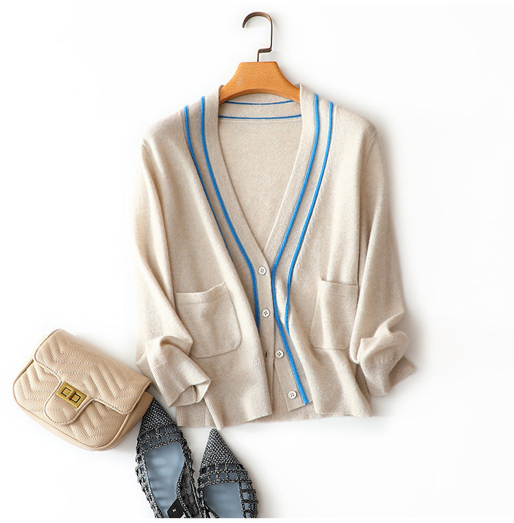 Women's 100% Cashmere Cardigan Sweater V-Neck