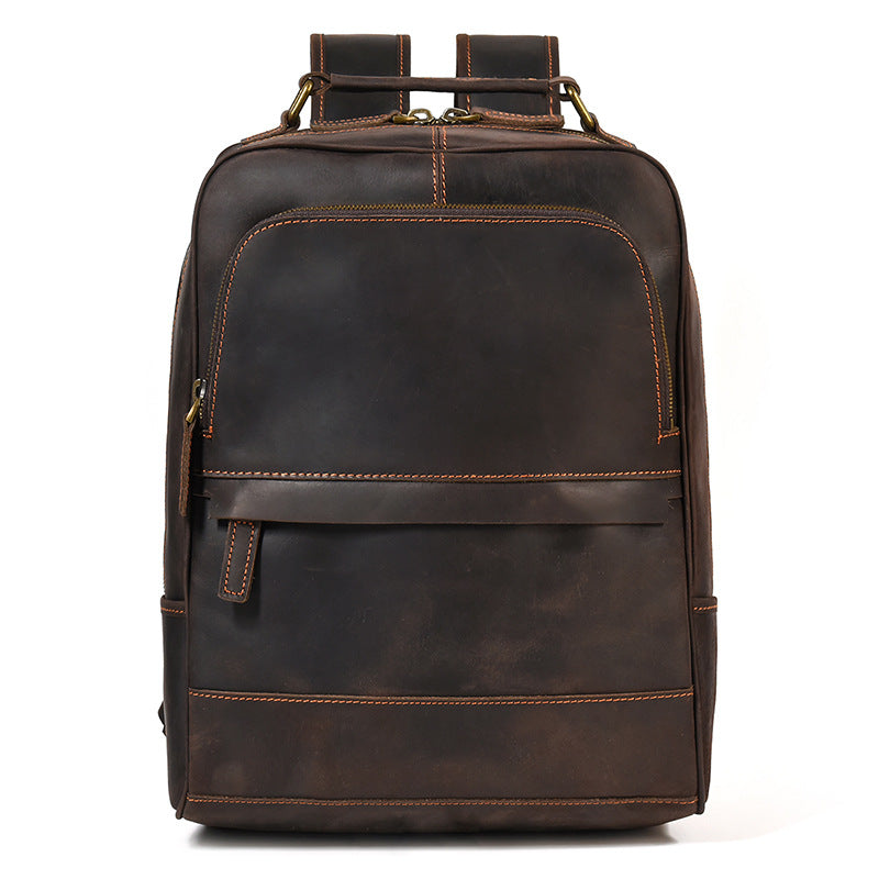 Retro Genuine Leather Backpack for Men and Students